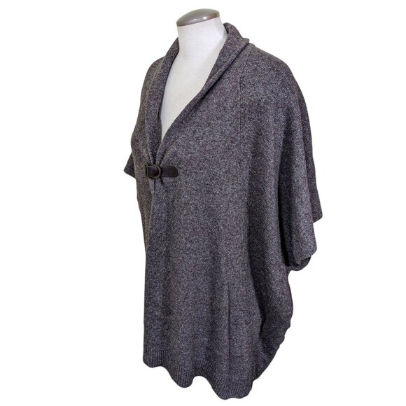 Blarney Woollen Mills Silk Merino Wool Buckle Knit Poncho Sweater Dolman Taupe - Picture 4 of 8